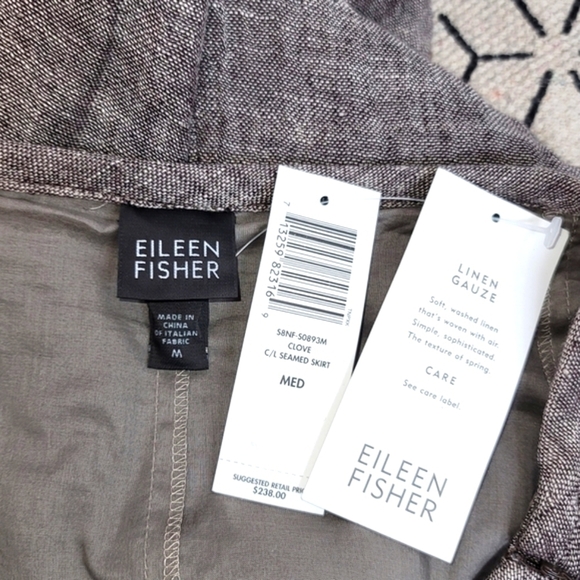 EILEEN FISHER 100% LINEN SEAMED SKIRT IN CLOVE, SZ MEDIUM - Picture 9 of 12